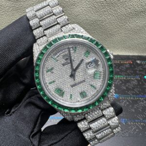 0038 Rolex DayDate 40MM Green Gems Bezel and Green Gems Roma Marker Dial President Band