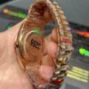 0095 Rolex Daydate 40mm Rose Gold Roman Dial One Row Big Stone Bezel President Band