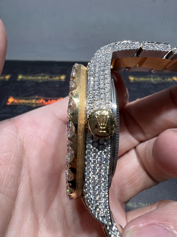 0001 Rolex SkyDweller 42mm 2Tone Yellow Gold & White Big Stone Bezel Baguette Band