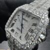 0046 Cartier Santos 40mm White Big Stone Bezel & Case Big Stone Baguette Quick Release Band