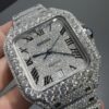 0071 Cartier Santos 40mm White Roman Dial BVF Big Stone Bezel Small Stone Case 4 Rows Quick Release Band