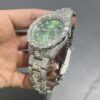 0073 Rolex Datejust 41mm White Customised Green Arabic dial 1 Row Super Big Stone Bezel Oyster Band with Large Stones Protrude
