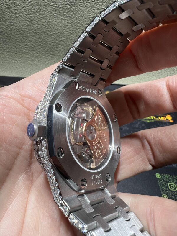 0040 Audemars Piguet Royal Oak 15400 41mm Rose Gold Baguette Dial Small Stone Bezel