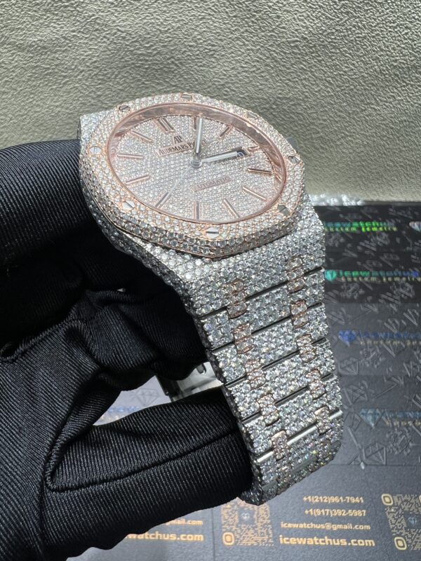 0052 Audemars Piguet Royal Oak 15400 41mm 2tone Rose Gold & White Small Stone Bezel Small Stone Band