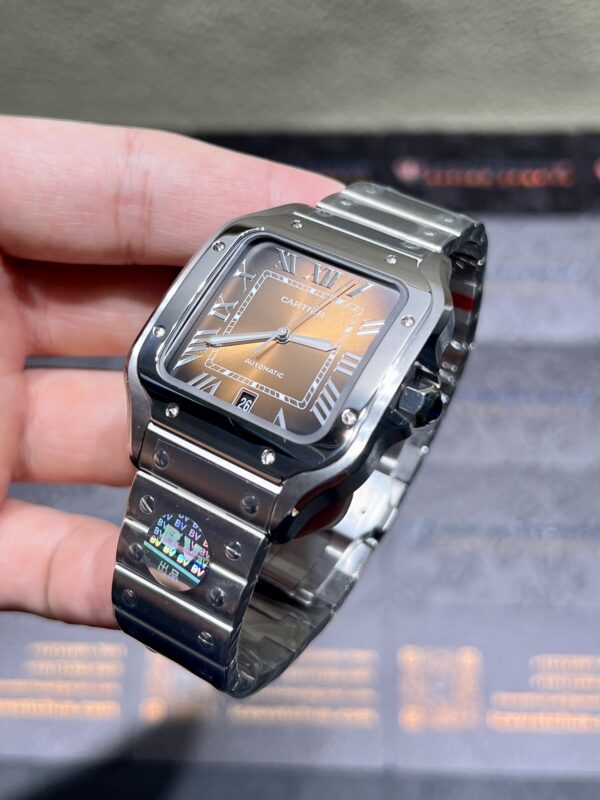 0089 Plain Cartier Santos Mens XL 40MM BVF SSSS Brown Dial
