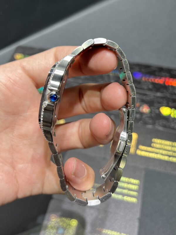 0097 Cartier Santos 40mm White Roman Blue Plain Dial BVF Quick Release Band