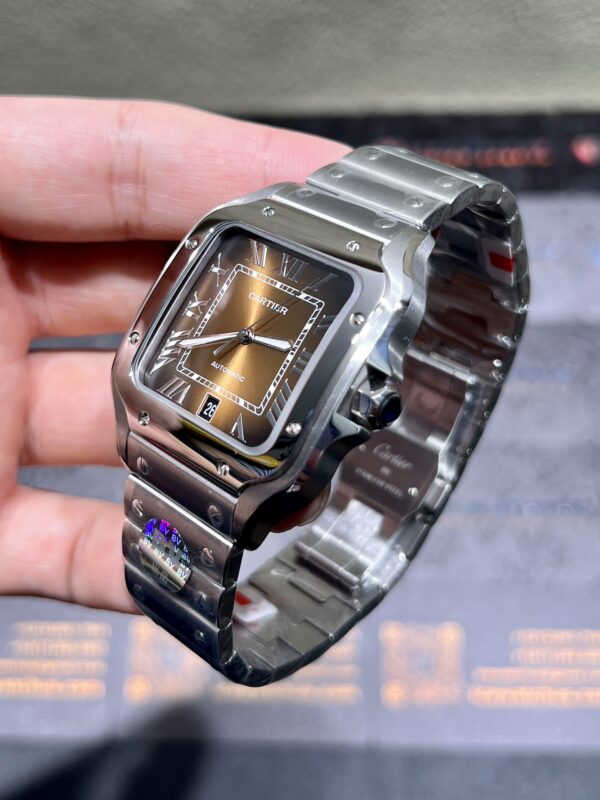 0089 Plain Cartier Santos Mens XL 40MM BVF SSSS Brown Dial