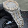 0027Audemars Piguet Royal Oak 15400 41mm 2tone Yellow Gold & White Arabic Dial Big Stone Bezel & Case & Raised Band