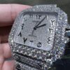0015 Cartier Santos 40mm White Arabic Dial Big Stone Bezel & Case 3 Rows Band