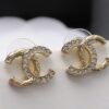 Chanel Half-Diamond Double C Stud Earrings