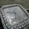 0045 Cartier Santos 40mm White Baguette Dial Big Stone Bezel & Case 3 Rows Quick Release Band