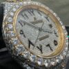 0027Audemars Piguet Royal Oak 15400 41mm 2tone Yellow Gold & White Arabic Dial Big Stone Bezel & Case & Raised Band