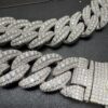 22mm 23in 925Silver Moissanite Cuban chain