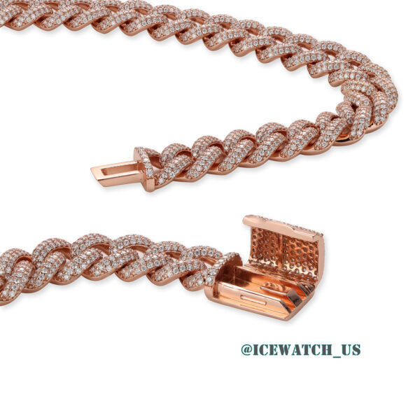 0059 925 Slive Moissanite Cuban Chains rose gold 12mm 22in