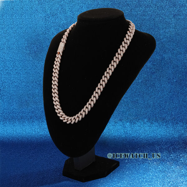 0059 925 Slive Moissanite Cuban Chains rose gold 12mm 22in