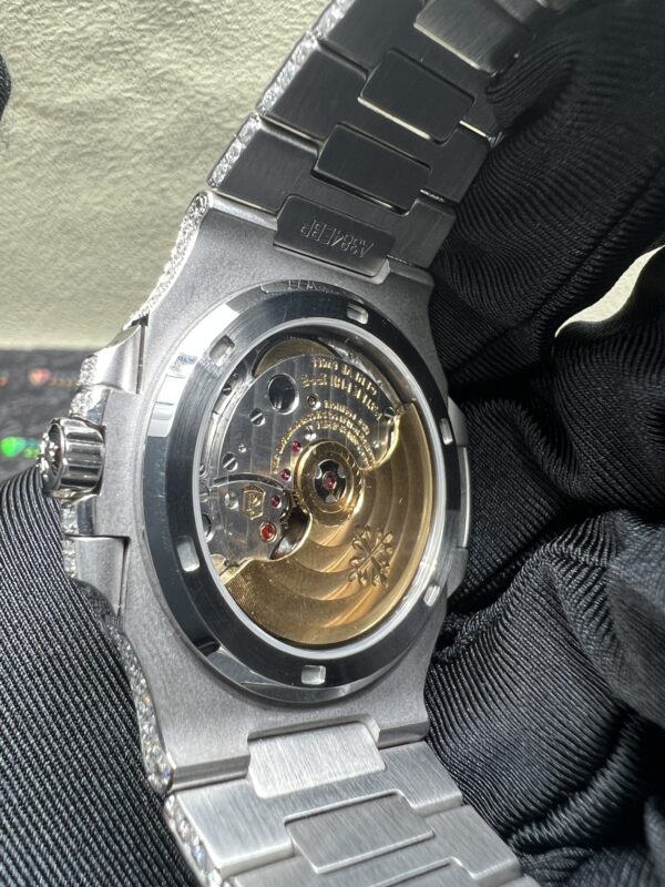 0018 Patek Nautilus 5711 40mm White Baguette Dial Big Stone Bezel & Case Big Stone Band