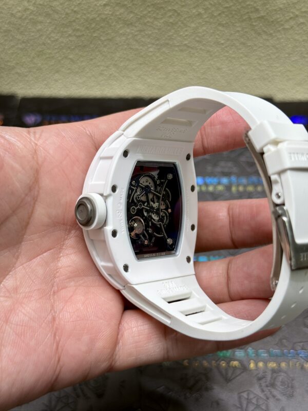 0128 RM055 43mm White ceramic case thinkness 13.5mm Skeleton Dial Super Clone