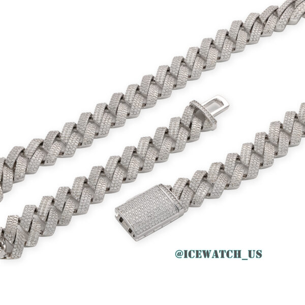 0056 925 Slive Moissanite Cuban Chains white 16mm 20in