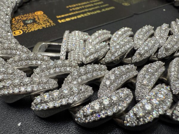 22mm 23in 925Silver Moissanite Cuban chain