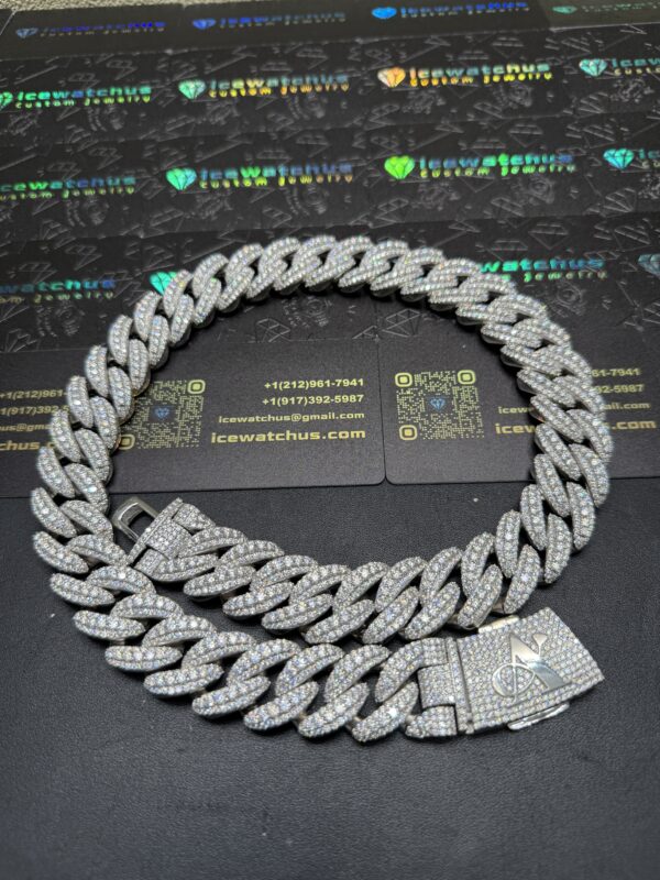 22mm 23in 925Silver Moissanite Cuban chain