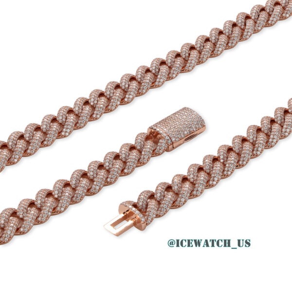 0059 925 Slive Moissanite Cuban Chains rose gold 12mm 22in