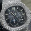 7b0255240391d8090d21b56d0efc44db 0021 Patek Philippe Nautilus 5712 40mm White Plain Dial Big Stone Bezel & Case Big Stone Band