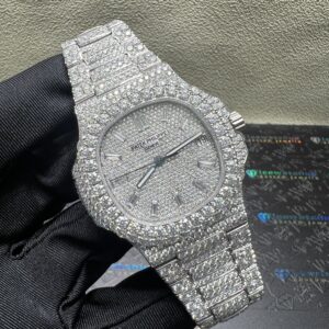 0018 Patek Nautilus 5711 40mm White Baguette Dial Big Stone Bezel & Case Big Stone Band
