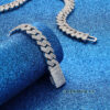 0060 925 Slive Moissanite Cuban Chains white 14mm 18in