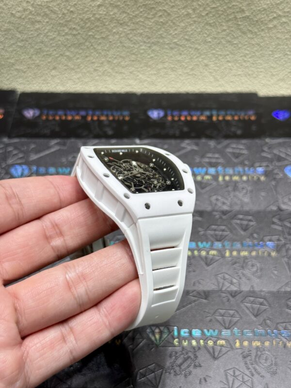 0128 RM055 43mm White ceramic case thinkness 13.5mm Skeleton Dial Super Clone