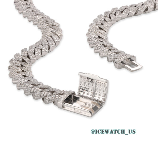 0060 925 Slive Moissanite Cuban Chains white 14mm 18in