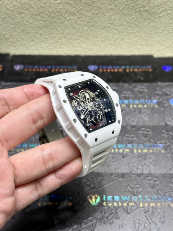 0128 RM055 43mm White ceramic case thinkness 13.5mm Skeleton Dial Super Clone