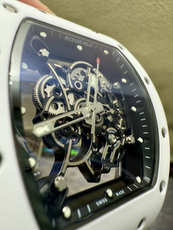 0128 RM055 43mm White ceramic case thinkness 13.5mm Skeleton Dial Super Clone