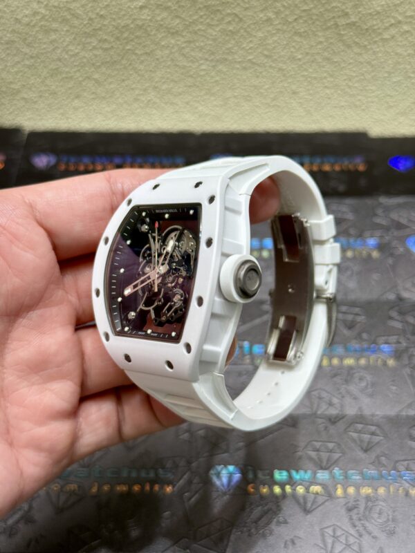 0128 RM055 43mm White ceramic case thinkness 13.5mm Skeleton Dial Super Clone