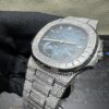 0044 Patek Philippe Nautilus 5712 40mm White Plain Dial Baguette Bezel & Baguette Band