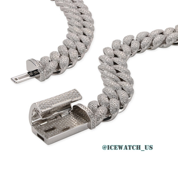 0057 925 Slive Moissanite Cuban Chains rose gold 18mm 21in