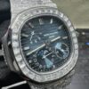 0044 Patek Philippe Nautilus 5712 40mm White Plain Dial Baguette Bezel & Baguette Band